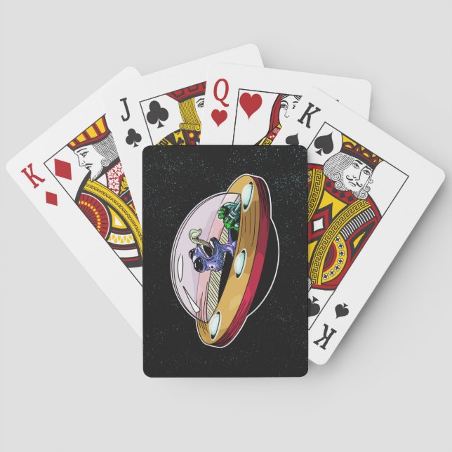 Space Alien Stealing the Moon Poker Cards (Back)
