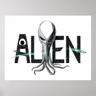 Space Alien Text Poster