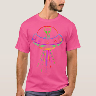 Space Alien Ufo Neon Lights Rave Alien Lovers 	 Mm T-Shirt