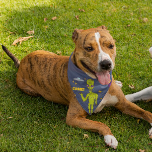 Space Alien with Flying Saucer Personalized Pet Bandana Collar
