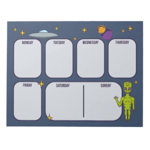 Space Alien with Flying Saucer Planner Pad