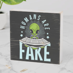 Space Alien Wood Box Sign