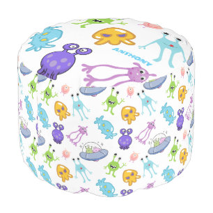 Space Aliens Pattern Boys Room Pouf