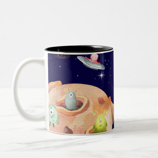Space Aliens Two-Tone Coffee Mug (Left)