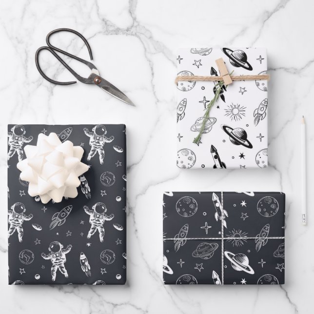 Space and Planet Galaxy  Wrapping Paper Sheets (Front)