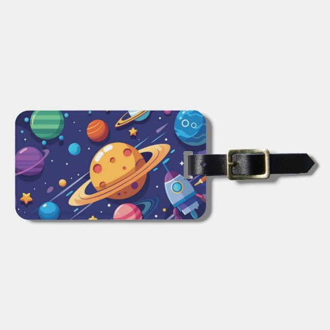 Space and planet theme luggage tag (Front Horizontal)