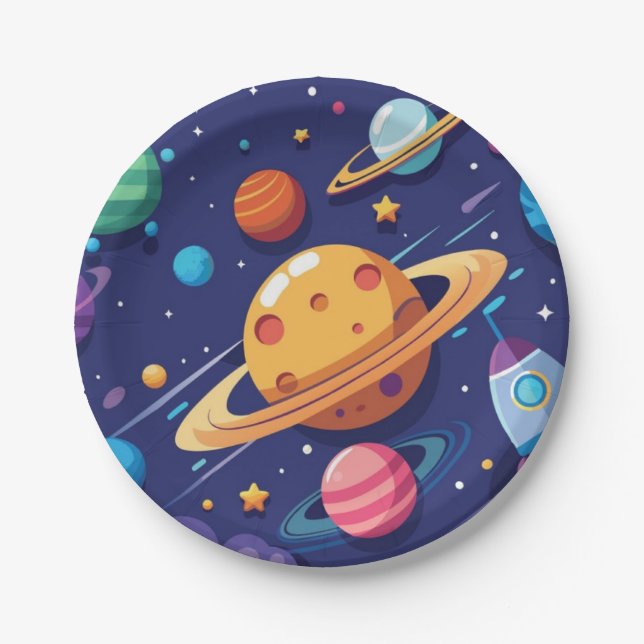 Space and planet theme paper plates (Front)