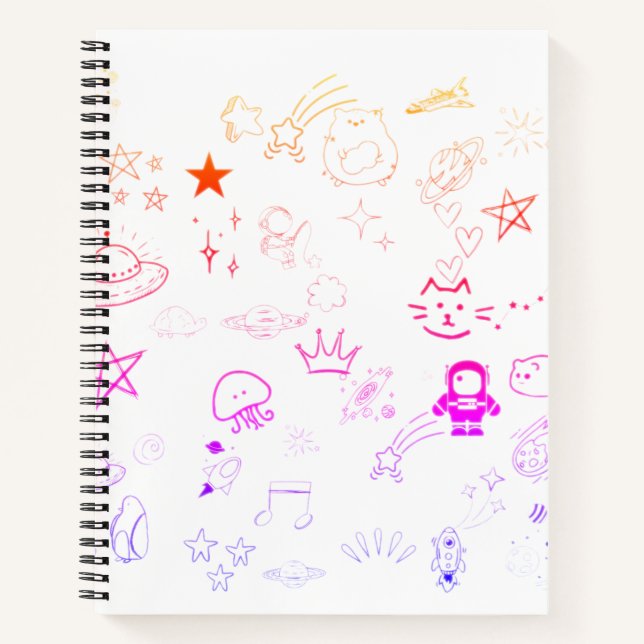 Space and Planets Doodle    Personalized Notebook (Front)