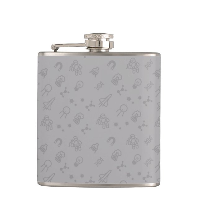 Space And Science Doodles Hip Flask (Front)