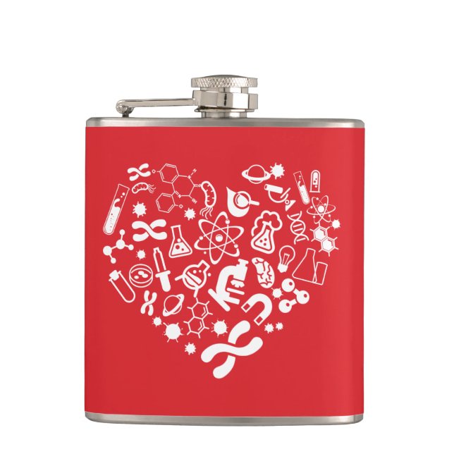 Space And Science Heart Flask (Front)