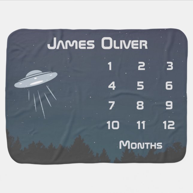 Space and UFO Design Monthly Milestone Blanket (Horizontal)