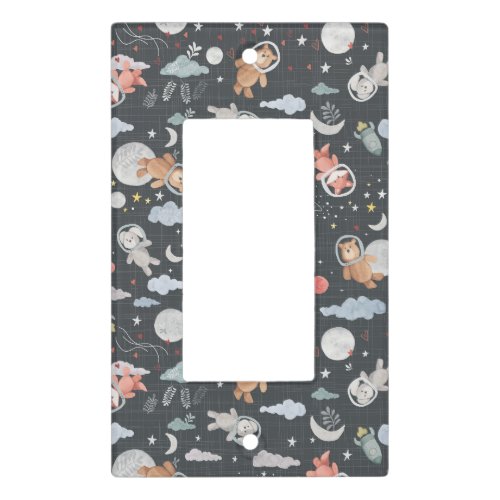 Space animals _ dark steel blue texture light switch cover