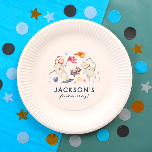 Space Animals Moon Aliens 1st Birthday Party Paper Plates