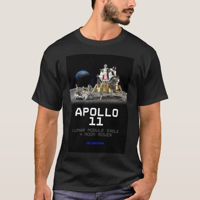 Space apollo 11 lunar earthrise men's black T-Shirt (Front)