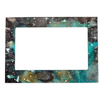 Space Art Watercolor Galaxy Magnetic Photo Frame by LuaAzul at Zazzle