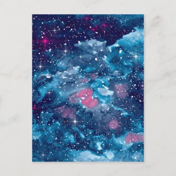 Space Art Watercolor Galaxy Postcard by LuaAzul at Zazzle