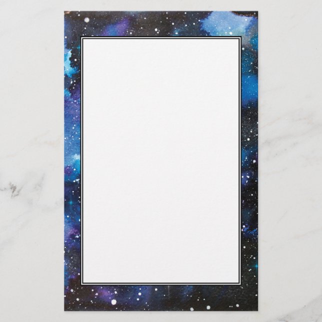 Space Art Watercolor Galaxy Stationery (Front)