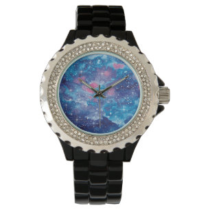 Space Art Watercolor Galaxy Watch