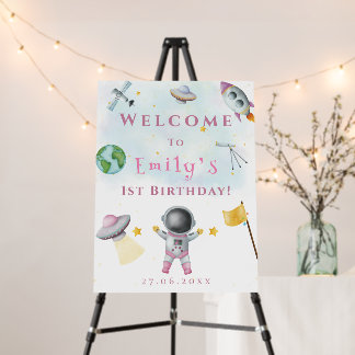 Space Astronaut 1st Birthday Party stars & rockets Foam Board