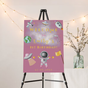 Space Astronaut 1st Birthday Party stars & rockets Foam Board