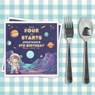 Space Astronaut 4th Birthday Napkins