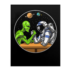 Space Astronaut Alien Arm Wrestling Funny Cosmic Acrylic Print