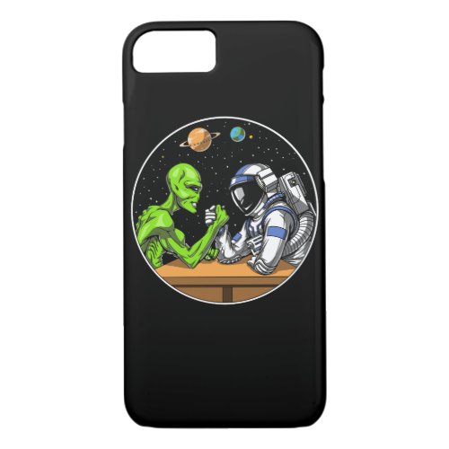 Space Astronaut Alien Arm Wrestling Funny Cosmic iPhone 87 Case