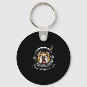 Space Astronaut American Bulldog Galaxy Astronomy Keychain