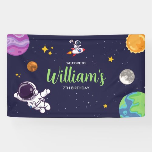 Space Astronaut Any Age Birthday Party Banner