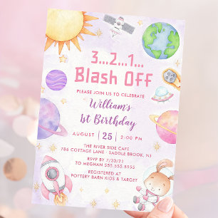 Space Astronaut Any Age Birthday Party Invitation
