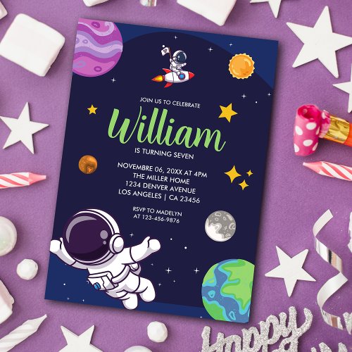 Space Astronaut Any Age Birthday Party Invitation