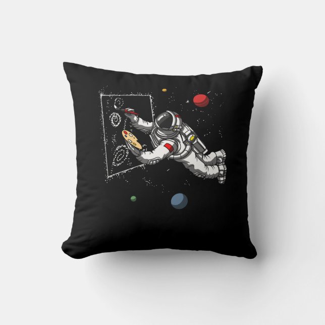 Space Astronaut Art Painter Cosmic Galaxy Artist Throw Pillow (Front)