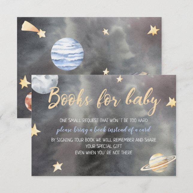 Space Astronaut Baby Shower Books For Baby Card (Front/Back)