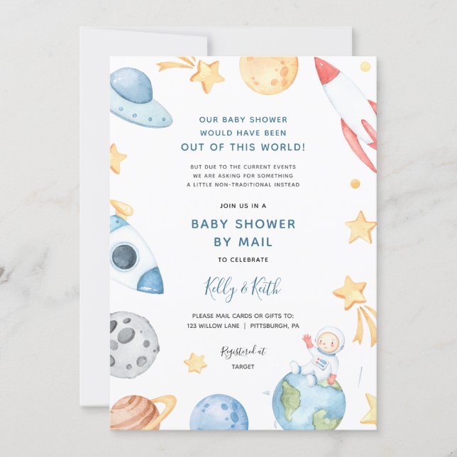 Space Astronaut Baby Shower by Mail invitation (Front)