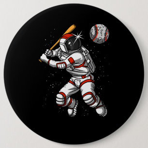 Space Astronaut Baseball Player Cosmic Planet Button