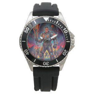 Space Astronaut Bbq Retro Sci-Fi Pop Art Comic Watch