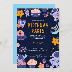 Space Astronaut Birthday Invitation