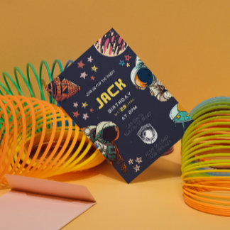 Space Astronaut Birthday Invitation Card