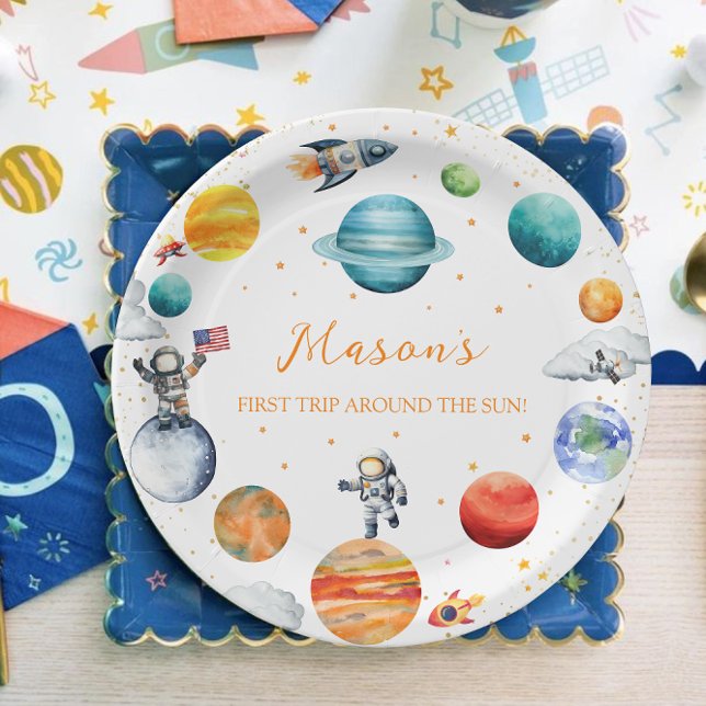 Space Astronaut Birthday Paper Plates (Creator Uploaded)