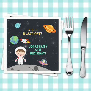 Space Astronaut Birthday Party-Blast Off Design" Napkins