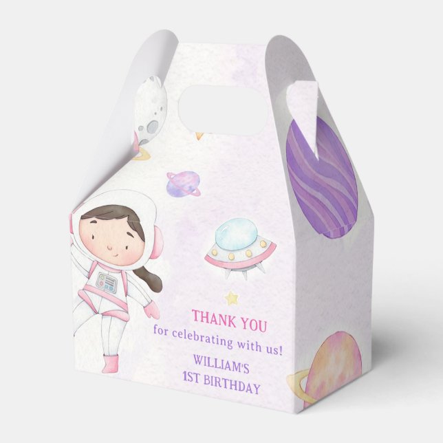 Space Astronaut Birthday Party Favor Box (Front Side)
