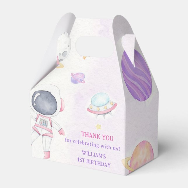 Space Astronaut Birthday Party Favor Box (Front Side)