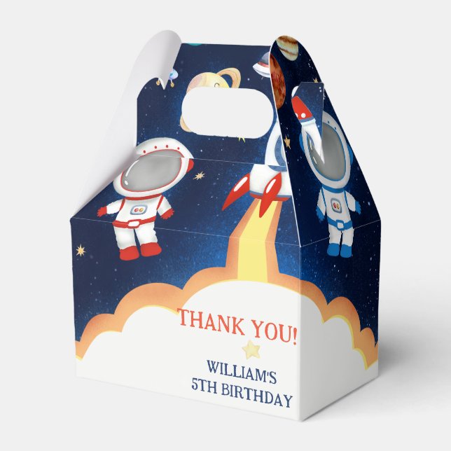 Space Astronaut Birthday Party Favor Box (Front Side)