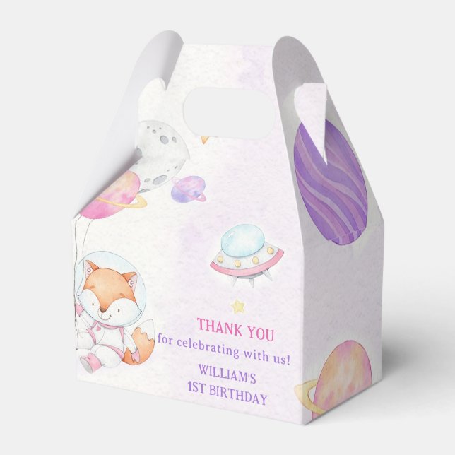 Space Astronaut Birthday Party Favor Box (Front Side)