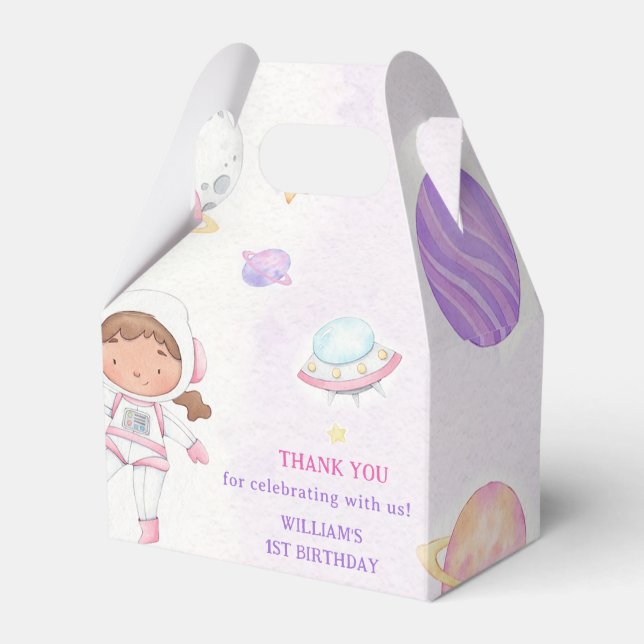Space Astronaut Birthday Party Favor Box (Front Side)