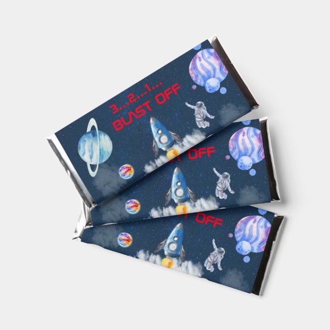 Space Astronaut Birthday Party  Hershey Bar Favors (Front)