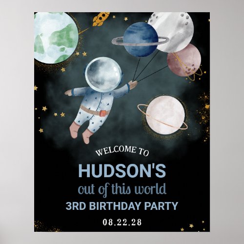 Space Astronaut Birthday Party Welcome Sign