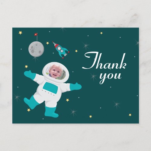 Space astronaut birthday photo thank you postcard