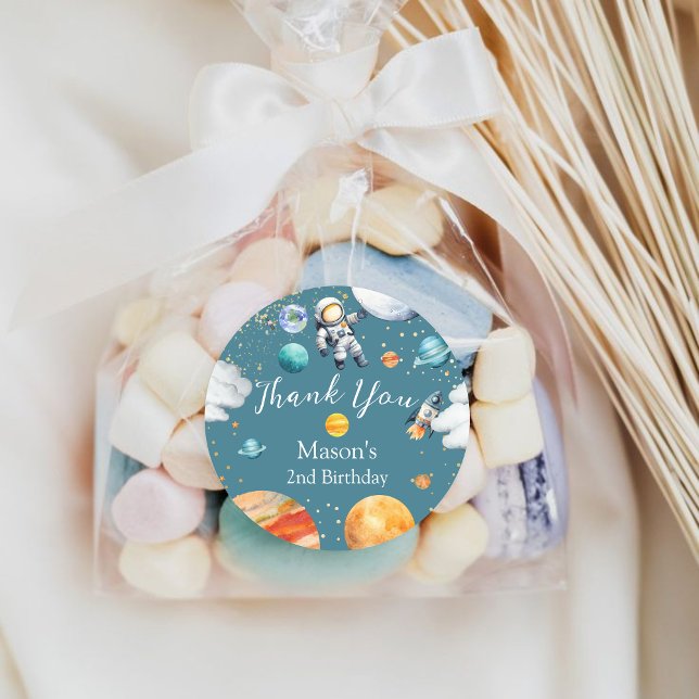 Space Astronaut Birthday Thank You Sticker (Creator Uploaded)