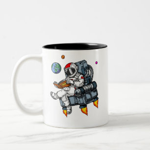 Space Astronaut Book Reading Nerd Cosmic Two-Tone Coffee Mug